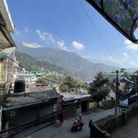View from the upstairs window   at Crepes Pancake Hut in Dharamshala