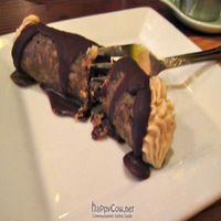 Raw Cannoli: Cashew Macademia Nut Custard in a Date Nut Shell w/Cacao. Susan Bliss at Portobello Vegan Trattoria in Portland
