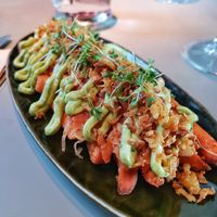 My favourite. Crispy sweet potatoes with kimchi and herb mayonnaise (vegan 7.8€) at Ülo in Tallinn