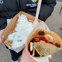 vegan dark choc, strawberry and banana  at Cambridge Crepes in Cambridge