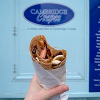 dark chocolate, banana, strawberry, biscuits at Cambridge Crepes in Cambridge