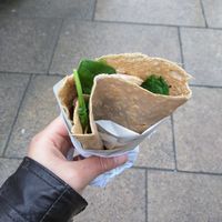 Spinach and Mushrooms on Vegan Buckwheat Crepe at Cambridge Crepes in Cambridge