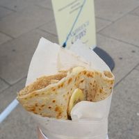 Vegan (buckwheat) crepe with bananas, strawberries, and sugar. at Cambridge Crepes in Cambridge