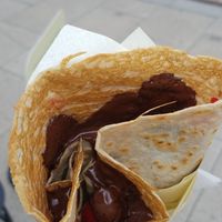 Buckwheat crepe with Belgian dark chocolate and strawberries (vegan) at Cambridge Crepes in Cambridge