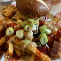 Dirty Burger with Fried Cactus Loaded Fries at Mighty Wieners  in Bournemouth