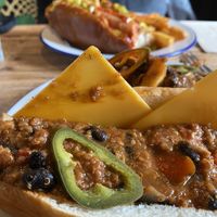 Cheese Chilli wiener.  at Mighty Wieners  in Bournemouth