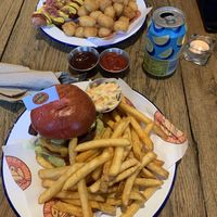 Burger and hot dog  at Mighty Wieners  in Bournemouth