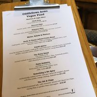 Vegan menu at The Oddfellows Arms in Caldbeck