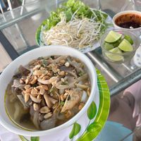 Quang Noodles plus loads of veggies at Thien Tam - Passionate Heart Vegetarian in Da Nang