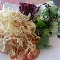Vegan cheese & beans on a jacket potato at Cadwaladers - Mermaid Quay in Cardiff