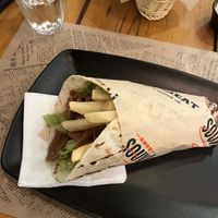 Vegan dinner and chips  at Souvlaki in Mykonos