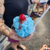 Blue Italian ice at Lugia's Ice Cream in Spencerport