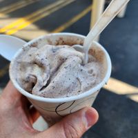 Maple ice cream with oreos made into a flurry at Lugia's Ice Cream in Spencerport