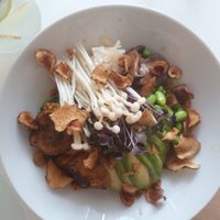 Bowl with mushrooms at Q Mee in Eisenstadt