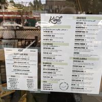 Menu at Kind Cafe in Vancouver