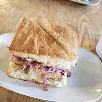 Buffalo tofu sandwich at Kind Cafe in Vancouver