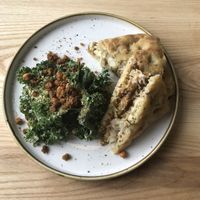 Rueben, Cesar kale salad at Kind Cafe in Vancouver