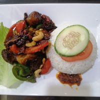 Monkey head mushrooms rice at Metta Cafe in East Singapore