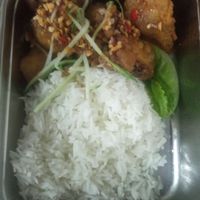 Basil rice with phuture meat at Metta Cafe in East Singapore