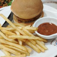 Burger set at Metta Cafe in East Singapore