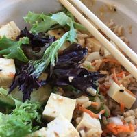 My vegan poke bowl about 1/2 eaten at Al's Aloha Kitchen in Hilton Head Island