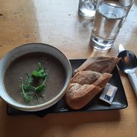 Mushroom soup with bread (butter is not vegan) at The Lock Inn in Fort Augustus