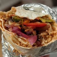 Veggie wrap (made vegan) with pinto beans at Barburrito in Edinburgh