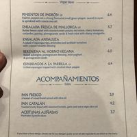 Vegan Tapas menue  at Cafe Andaluz - George St. in Edinburgh