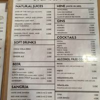 Menu - Drinks at Avocado in Obidos