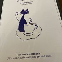 Menukaart   at Le Cafe des Chats in Paris