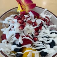 Dragon fruit Chia bowl with granola, fresh fruit, almond butter and coconut cream - amazing   at Project Coffee - Burns Court in Sarasota