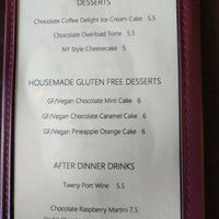 Dessert menu at Marco Polo Global Restaurant in Salem