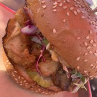 King trumpet mushroom burger 🍔  at Craft Roots  in Morgan Hill