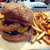 Vegan BBQ burger w/ side if chipotle aioli! 🤤  at Craft Roots  in Morgan Hill