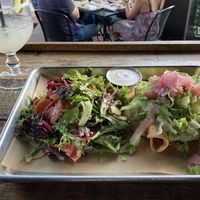 Flautas with side salad substitution rather than rice and beans. Crema and queso on the side. House margarita.   at Craft Roots  in Morgan Hill