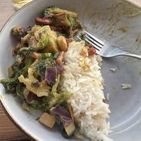 yummy coconut curry tofu vegetable bowl!  at Craft Roots  in Morgan Hill