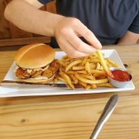 Nashville hot chicken with garlic fries at Craft Roots  in Morgan Hill