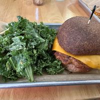Traditional burger with kale salad  at SweetArt in St Louis
