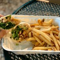 Indonesian peanut sauce wrap at Lompoc Cafe in Bar Harbor