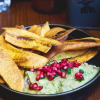 Guacamole and plantain chips at El Cartel in Edinburgh