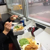"fish" and chips at Kingfisher in East London
