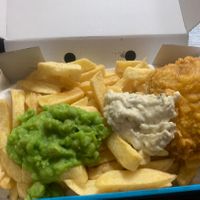 Vegan fish and chips   at Kingfisher in East London