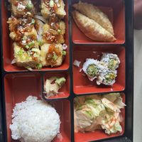 They were super accommodating! They made my California roll without crab meat and switched my pork dumplings for vegetable. This the teriyaki tofu lunch box!   at Koja Cuisine in Easton