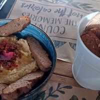 Very tasty sundried tomato hummus with wholegrain focaccia at Incanto  in Burgas