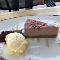 Raw cheese and strawberry cake at Let's Vegan in Crete