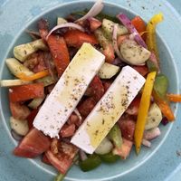 Greek salad with vegan feta  at Let's Vegan in Crete