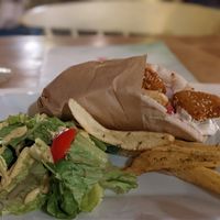 Vegan nuggets gyros with French fries at Let's Vegan in Crete