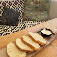 Bread and tzatziki for starter.  at Let's Vegan in Crete
