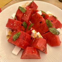 watermelon feta and mint salad  at Let's Vegan in Crete