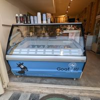 Range of non vegan goat milk ice cream at Let's Vegan in Crete